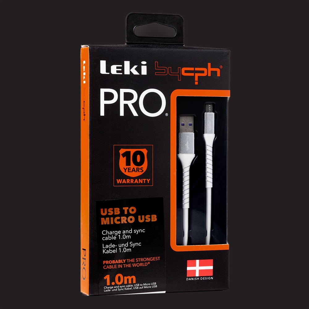 Leki bycph PRO Cable - USB to Micro USB Hvid